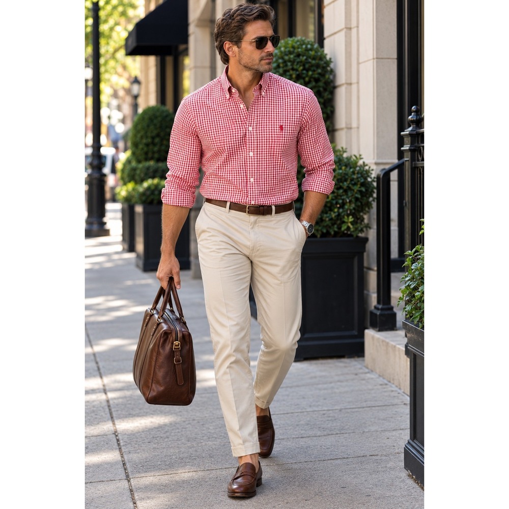 Men's M Brooks Brothers Regent Gingham Button Down Preppy Shirt Red White